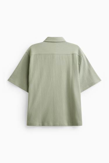 Men - Shirt - relaxed fit - kent collar - ribbed - light green