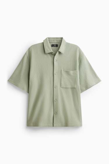 Men - Shirt - relaxed fit - kent collar - ribbed - light green