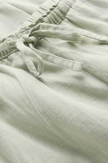 Damen - Stoffhose mit Leinen-Anteil - High Waist - Wide Leg - grün