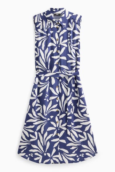 Femmes - Robe en viscose - à fleurs - bleu / blanc