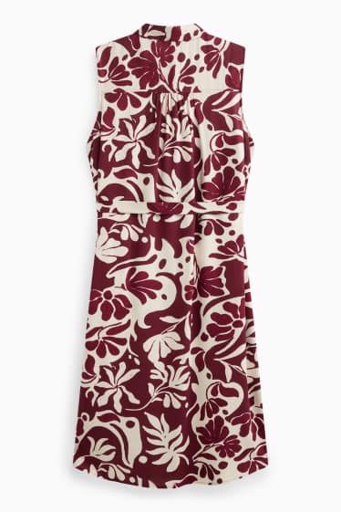 Damen - Viskose-Kleid - geblümt - weiß / rot