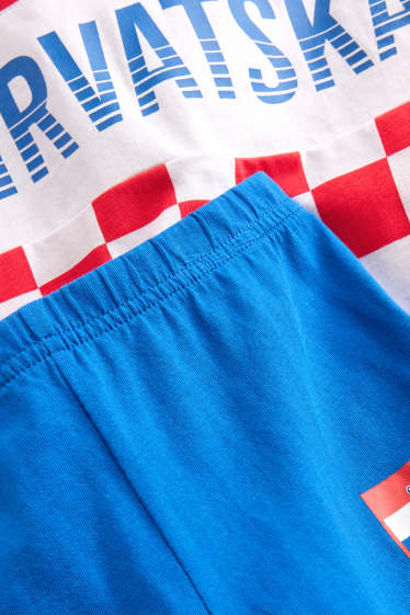 Děti - chlapci - Chorvatský dres - letní pyžamo - 2dílné - červená/modrá