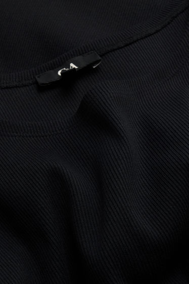 Dames - Bodycon-jurk - fijn geribd - zwart