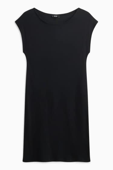 Dames - Bodycon-jurk - fijn geribd - zwart