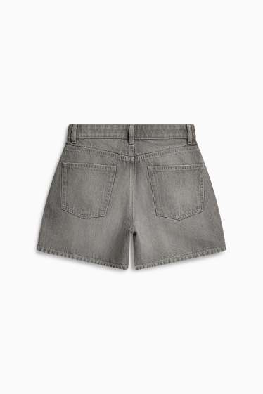 Women - Denim shorts - mid-rise waist - gray