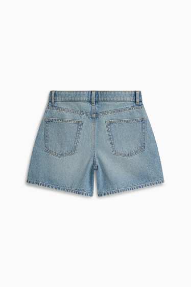 Donna - Shorts di jeans con strass - vita media - blu