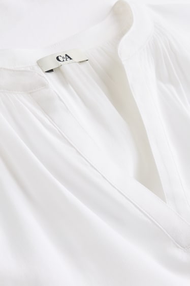 Damen - Bluse mit V-Ausschnitt - weiß