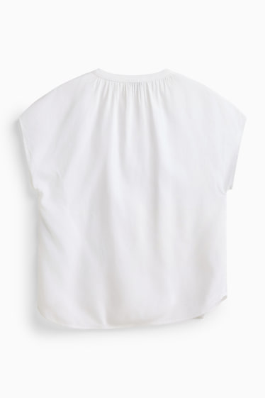 Damen - Bluse mit V-Ausschnitt - weiß