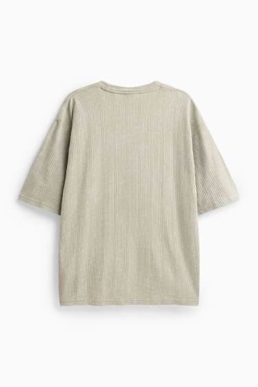 Hommes - T-shirt - Oversize - finition côtelée - vert clair