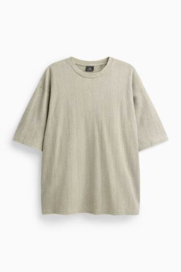 Hommes - T-shirt - Oversize - finition côtelée - vert clair