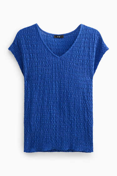 Femei - Tricou cu decolteu în V - regular fit - albastru