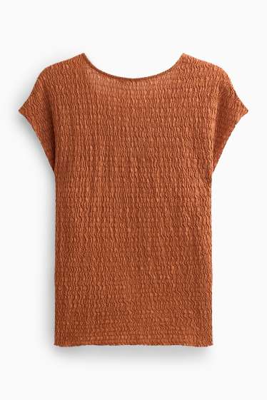 Damen - T-Shirt mit V-Ausschnitt - Regular FIt - braun