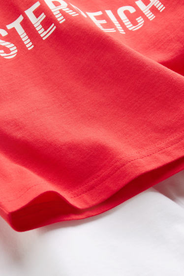 Kinder Buben - Österreich - Shorty Pyjama - 2 teilig - rot / weiß