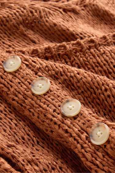 Damen - Strickpullover - kurzarm - terracotta