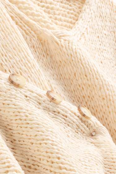 Women - Knitted jumper - short sleeve - cremewhite