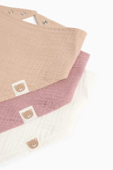 Unisex - Multipack 3er - Teddybär - Baby-Dreieckstuch - weiss