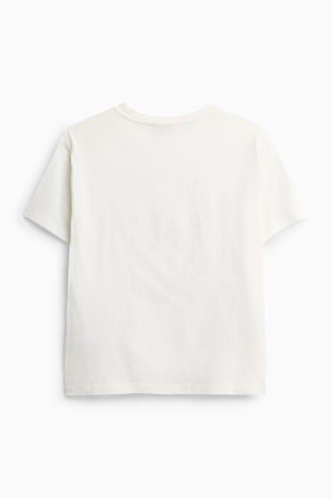 Copii - Fete - Pisică - tricou cu mânecă scurtă - aspect lucios - alb