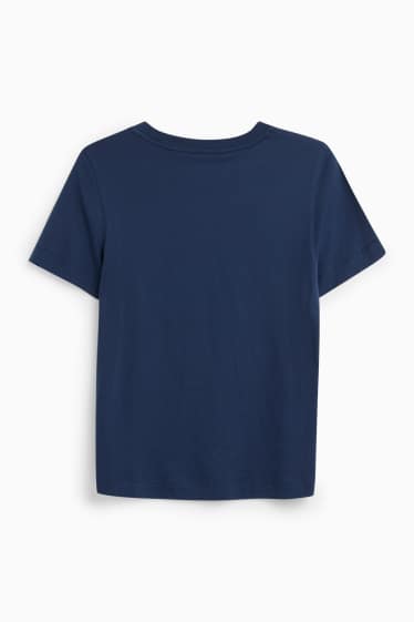 Femmes - T-shirt avec pierres de strass - regular fit - effet brillant - bleu foncé