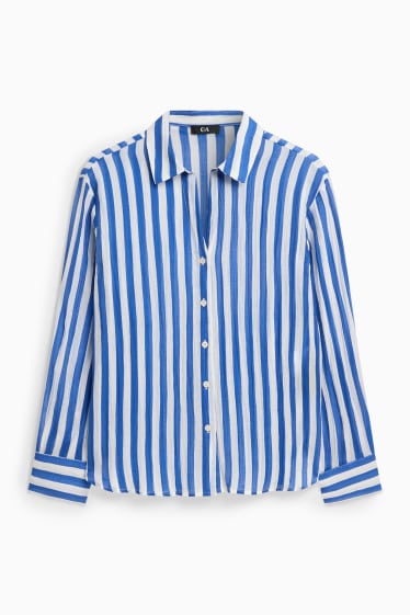 Damen - Hemdbluse - gestreift - blau / weiß