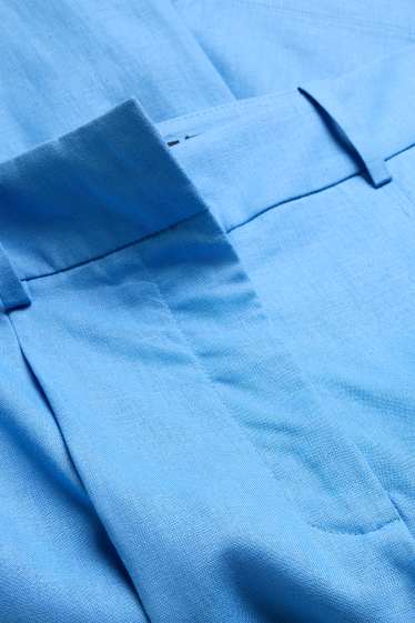 Donna - Pantaloni business - vita alta - gamba ampia - misto lino - blu