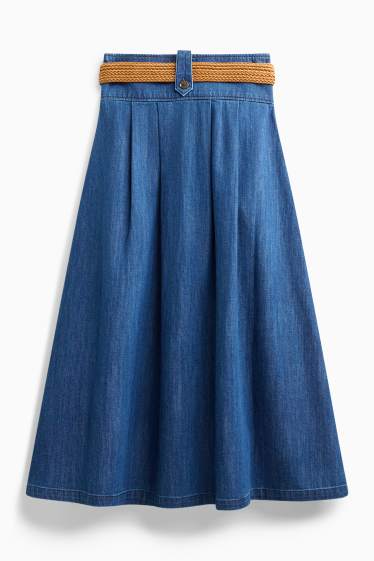 Damen - Jeans-Rock mit Gürtel - dunkelblau