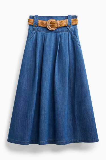 Damen - Jeans-Rock mit Gürtel - dunkelblau