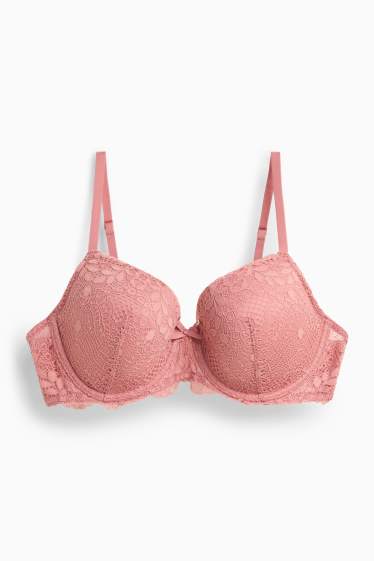 Dámské - Podprsenka s kosticemi - FULL COVERAGE - s vycpávkami - růžová