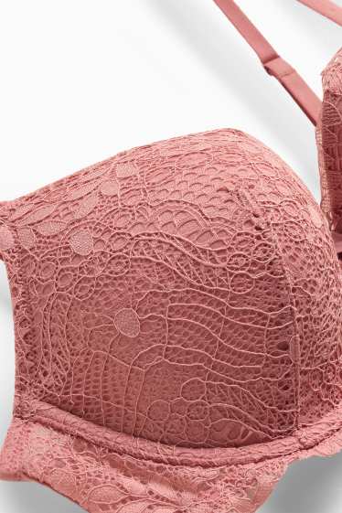 Dámské - Podprsenka s kosticemi - FULL COVERAGE - s vycpávkami - růžová