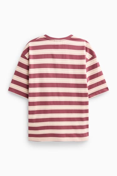 Dames - T-shirt - oversized - gestreept - wit / rood