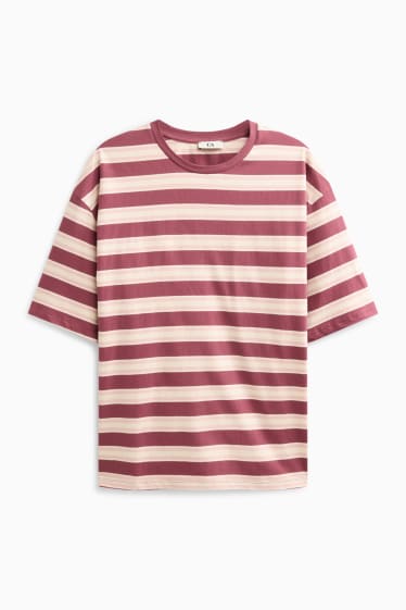 Dames - T-shirt - oversized - gestreept - wit / rood