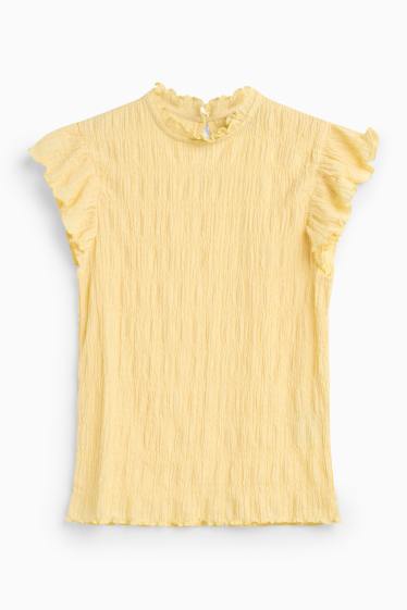 Damen - T-Shirt - Regular Fit - gesmokt - gelb