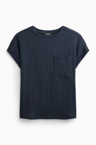 Dona - Samarreta de màniga curta - relaxed fit - texturada - blau fosc