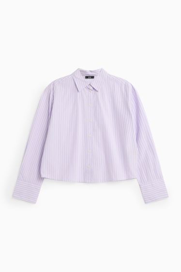 Damen - Bluse - gestreift - flieder