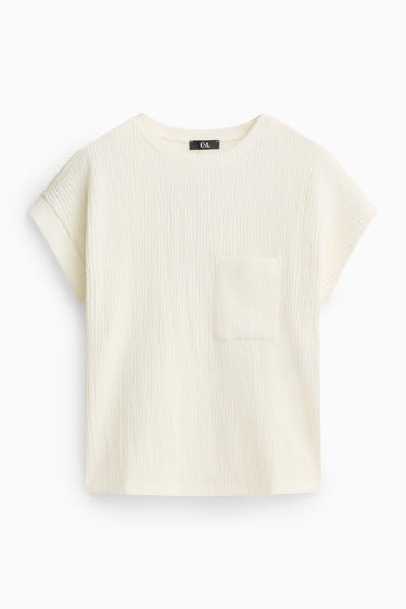 Dona - Samarreta de màniga curta - relaxed fit - texturada - blanc