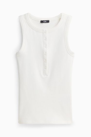 Damen - Top - gerippt - weiß