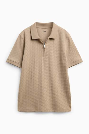 Children Boys - Polo shirt - textured - light brown