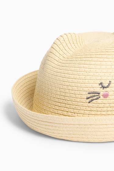 Baby Girls - Cat - straw hat - beige