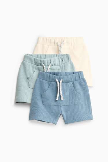 Baby Buben - Multipack 3er - Baby-Shorts - strukturiert - blau