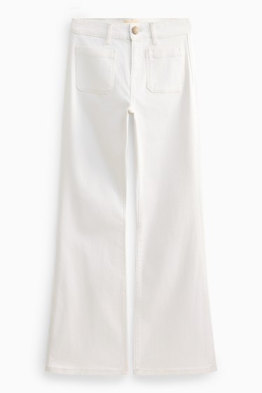 Damen - Flared Jeans - Mid Waist - weiß