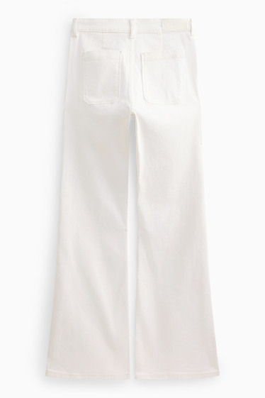 Damen - Flared Jeans - Mid Waist - weiß