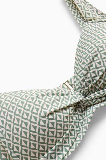 Damen - Bikini-Top - Bandeau - wattiert - LYCRA® - strukturiert - weiß / grün