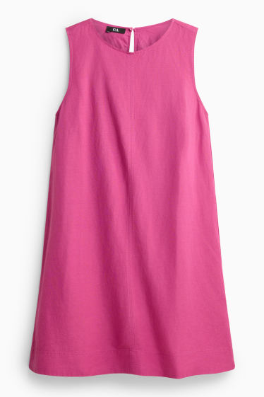 Women - A-line dress - linen blend - pink
