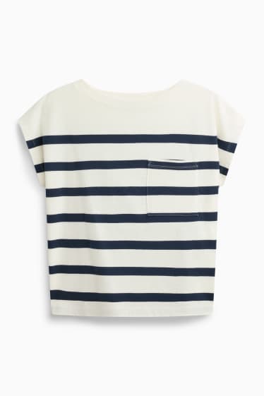 Damen - T-Shirt - Regular Fit - gestreift - weiß / blau