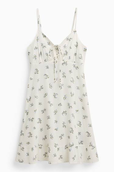 Damen - Kleid - geblümt - weiß