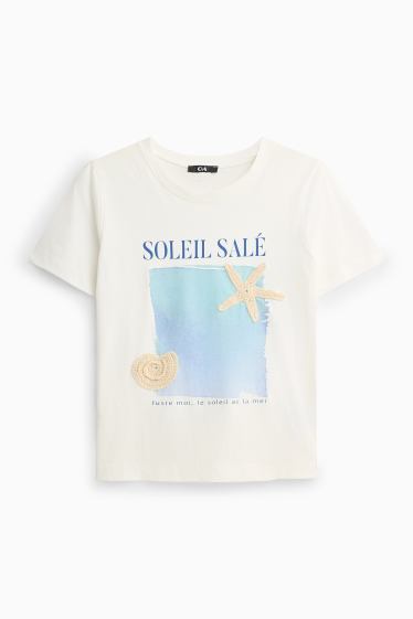 Damen - T-Shirt - Regular Fit - cremeweiß