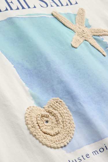 Damen - T-Shirt - Regular Fit - cremeweiß