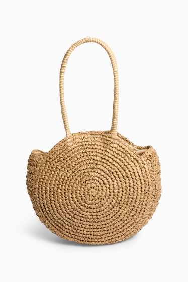 Damen - Kleiner Stroh-Shopper - beige