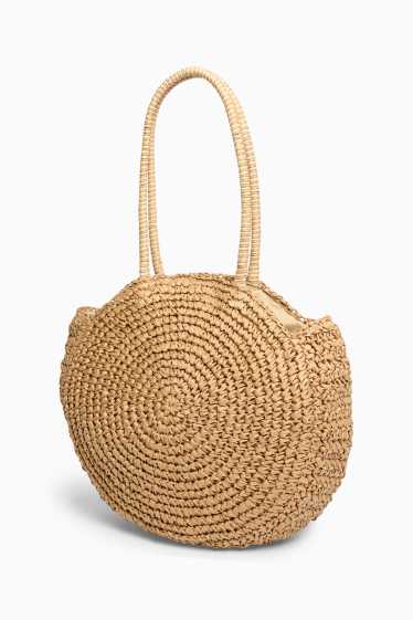 Damen - Kleiner Stroh-Shopper - beige