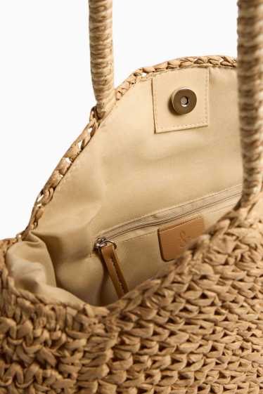 Damen - Kleiner Stroh-Shopper - beige