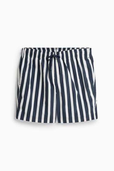 Hommes - Short de bain - à rayures - bleu foncé / blanc